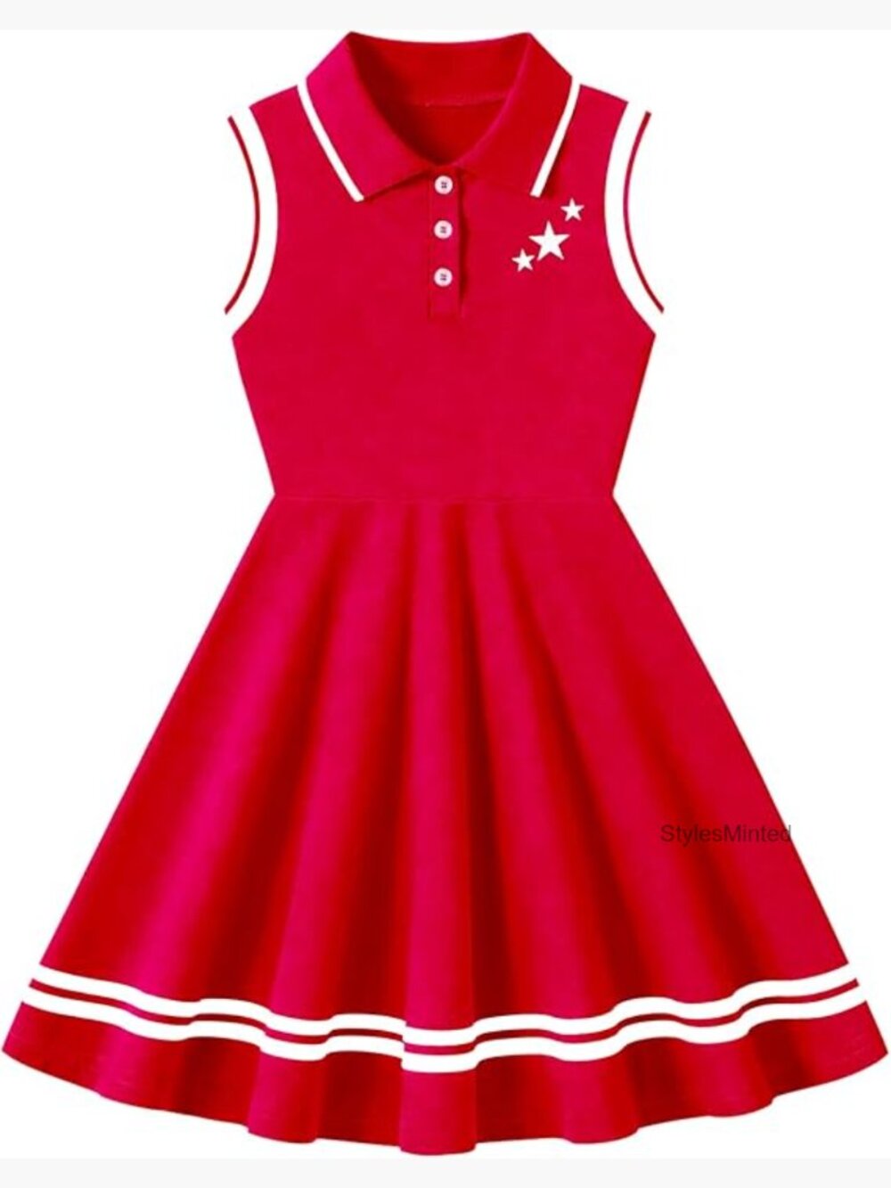 Toddler Girls Sleeveless Polo Dress A-Line Sundress Cotton Blend Casual Playwear